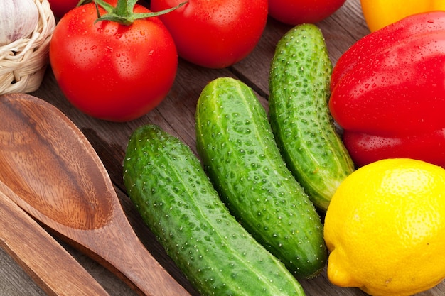 Fresh ripe vegetables closeup