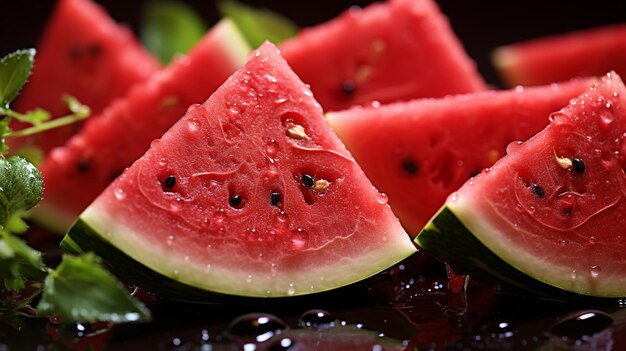 fresh ripe watermelon on black background