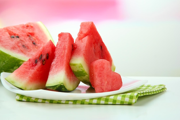 Fresh ripe watermelon on plate