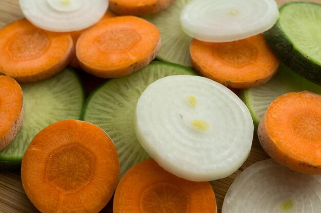 Fresh root vegetable slices