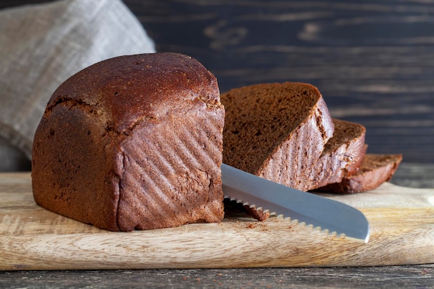 Fresh rye bread cut into pieces for sandwiches