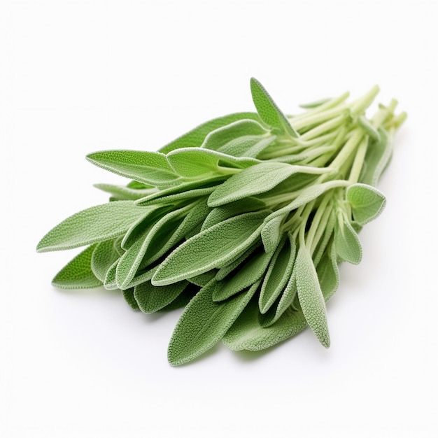 Fresh sage herb isolated on white background