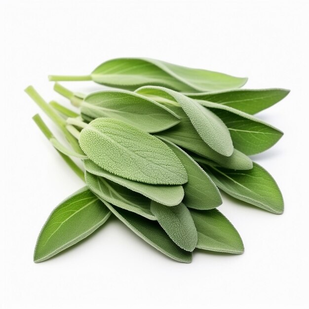 Fresh sage herb isolated on white background
