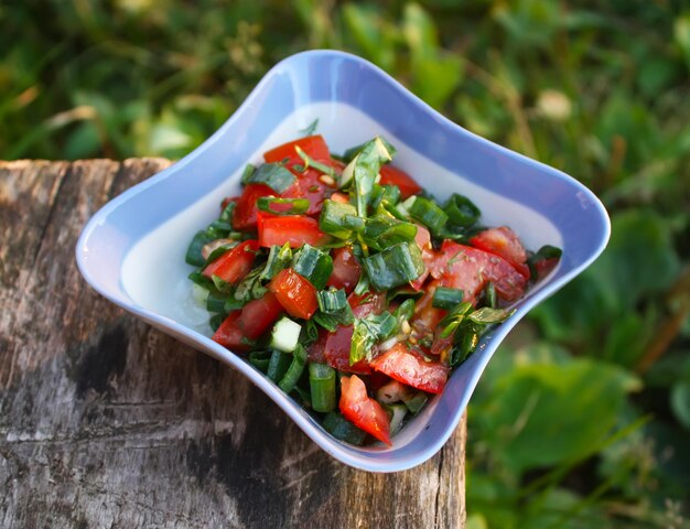 Fresh salad of ecological vegetables close up