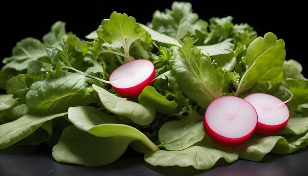 Fresh salad leaves and radish