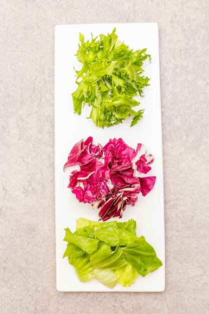 Fresh salad mix ingredients on plate