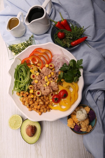 Fresh salad plate with mixed greens