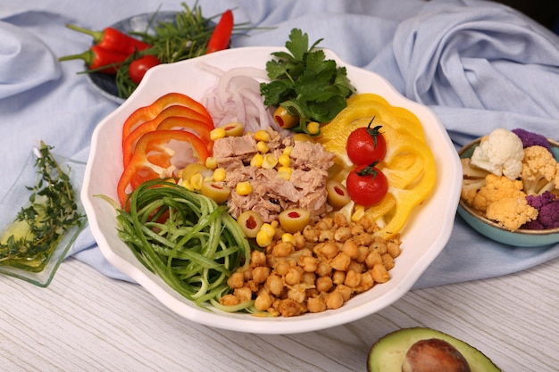 Fresh salad plate with mixed greens