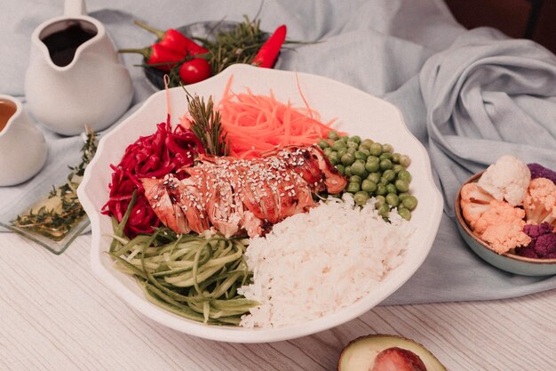 Fresh salad plate with mixed greens