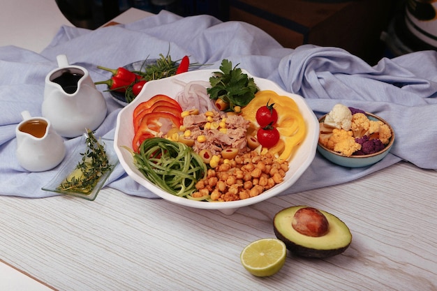 Fresh salad plate with mixed greens