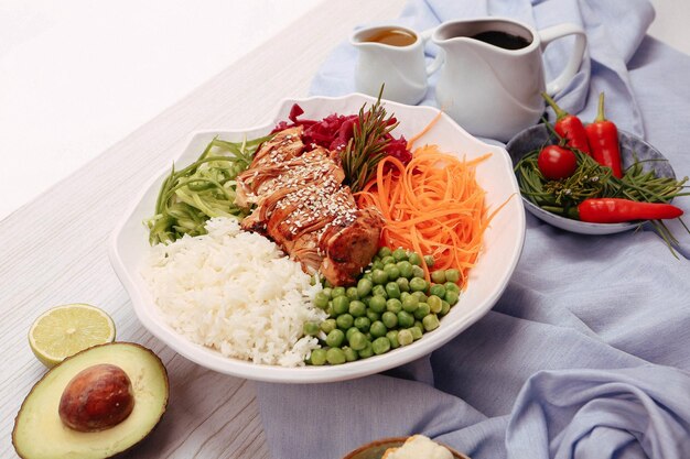 Fresh salad plate with mixed greens