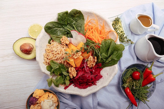 Fresh salad plate with mixed greens