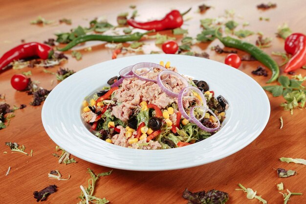 Fresh salad plate with mixed greens