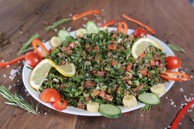 Fresh salad plate with mixed greens