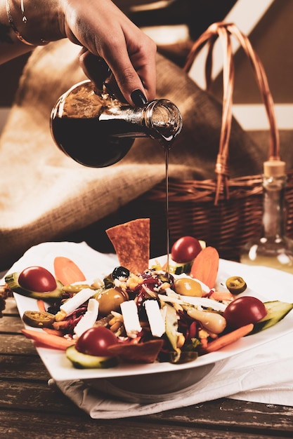 Fresh salad plate with mixed greens