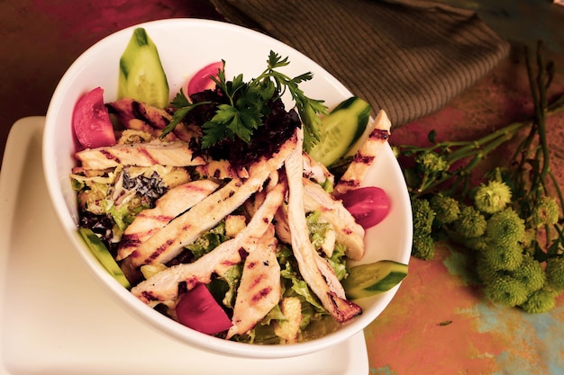 Fresh salad plate with mixed greens