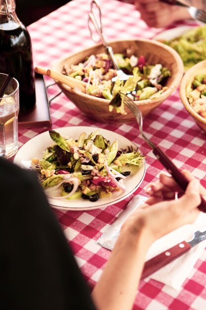 Fresh salad plate with mixed greens