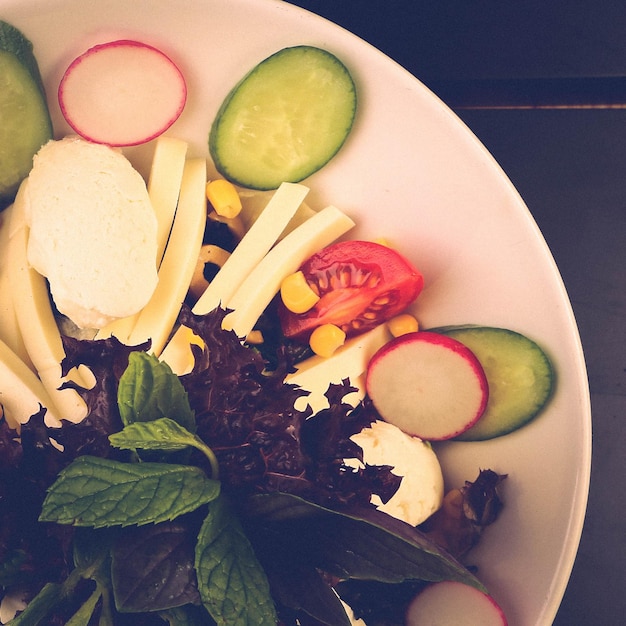 Fresh salad plate with mixed greens