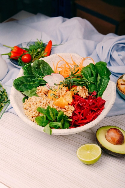 Fresh salad plate with mixed greens