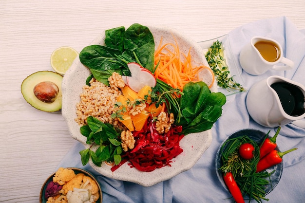 Fresh salad plate with mixed greens