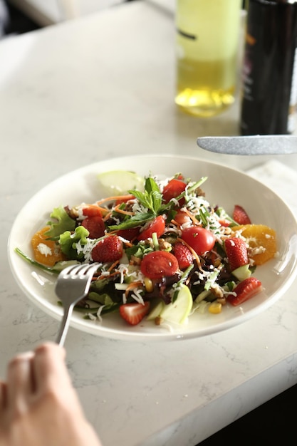 Fresh salad plate with mixed greens