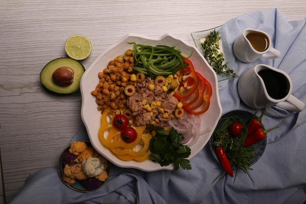 Fresh salad plate with mixed greens