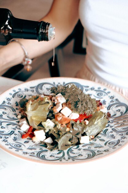 Fresh salad plate with mixed greens