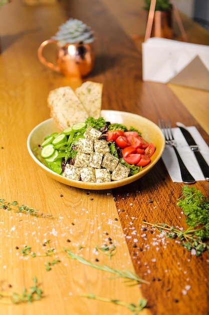 Fresh salad plate with mixed greens