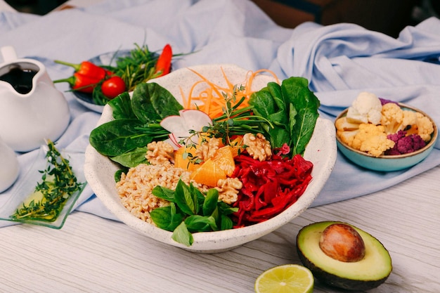 Fresh salad plate with mixed greens