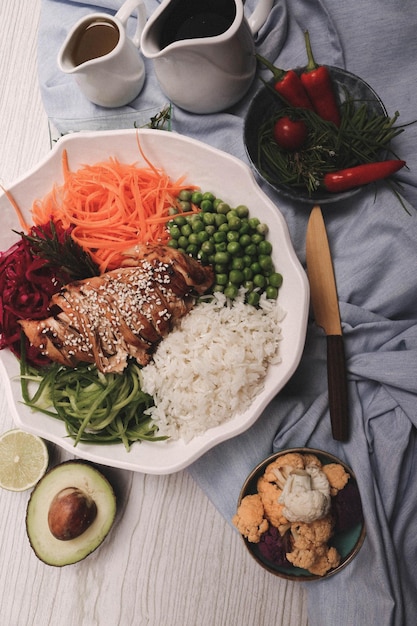 Fresh salad plate with mixed greens