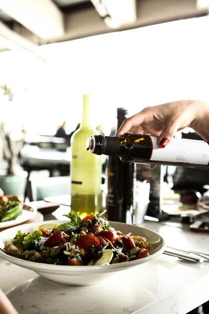 Fresh salad plate with mixed greens