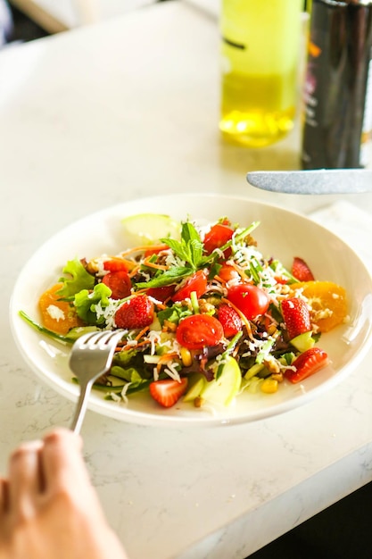 Fresh salad plate with mixed greens