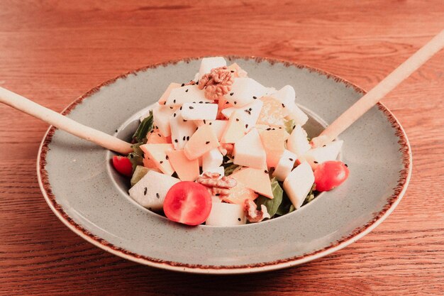 Fresh salad plate with mixed greens