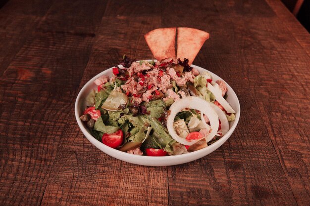 Fresh salad plate with mixed greens