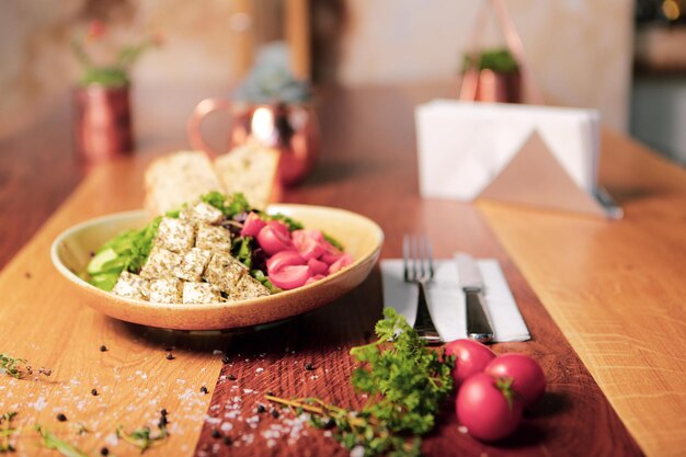 Fresh salad plate with mixed greens