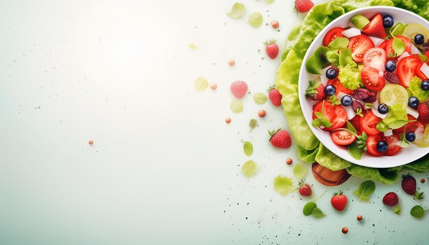 Photo fresh salad with red fish natural colors minimalist bright background shutterstock photography r