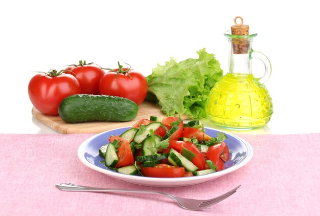 Fresh salad with tomatoes and cucumbers