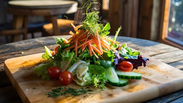 Fresh salade on wooden background