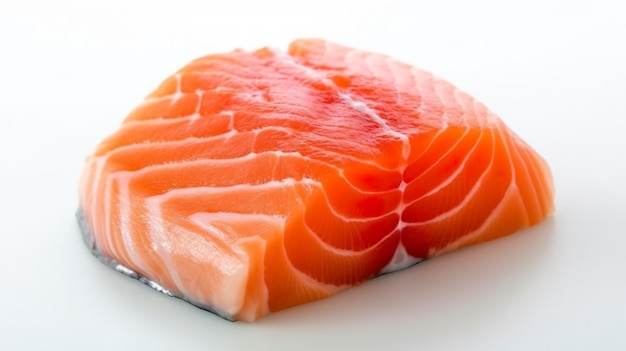 Fresh salmon fillet on white background