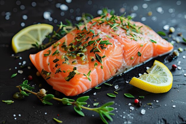 Fresh salmon is cooked in the restaurant