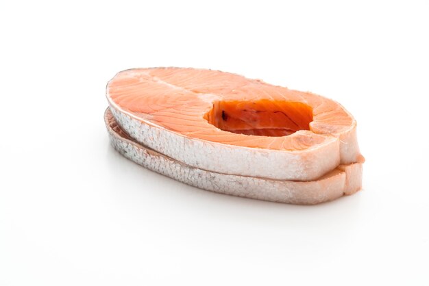 fresh salmon raw isolated on white background