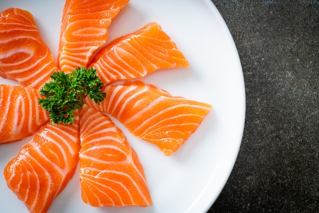 Photo fresh salmon raw sashimi - japanese food style