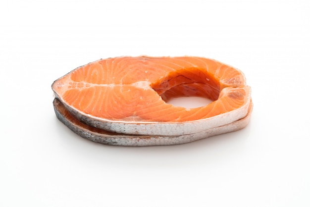 fresh salmon raw on white background