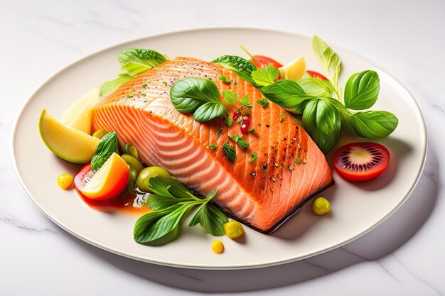 Fresh Salmon Steak Meal Dish