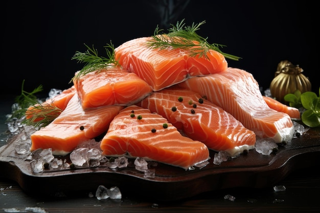 Fresh salmon uncooked red fish fillet