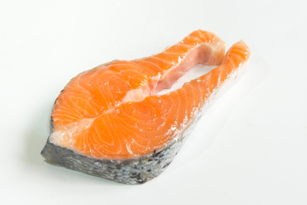 Photo fresh salmon white background close up