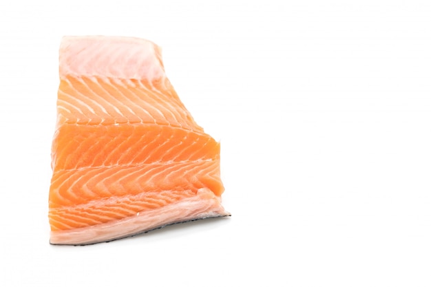 fresh salmon on white