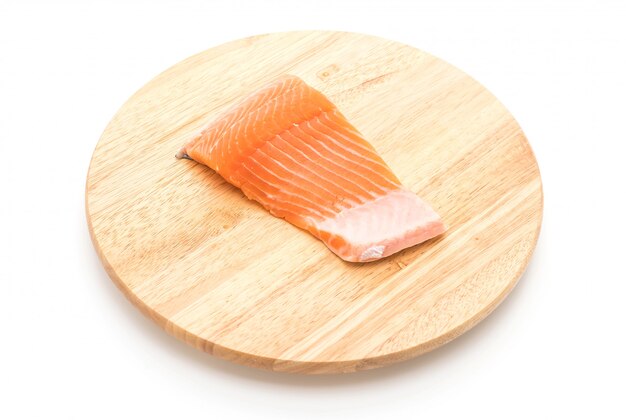 fresh salmon on wood board