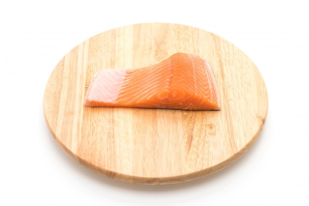 fresh salmon on wood board