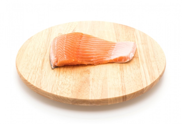 fresh salmon on wood board